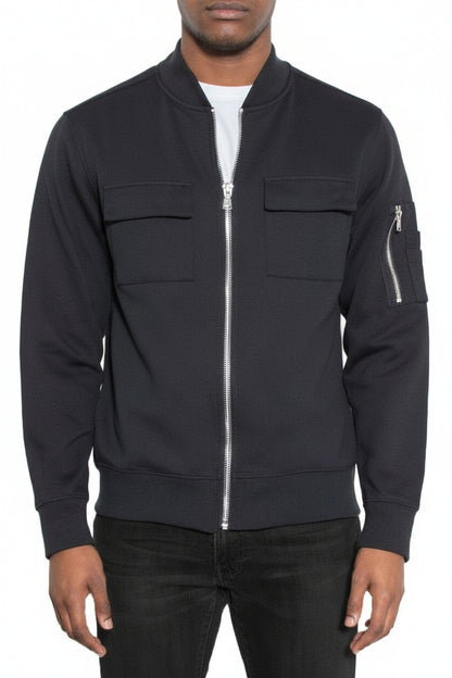 Dual Pocketed Men's Zip-Up Bomber Jacket