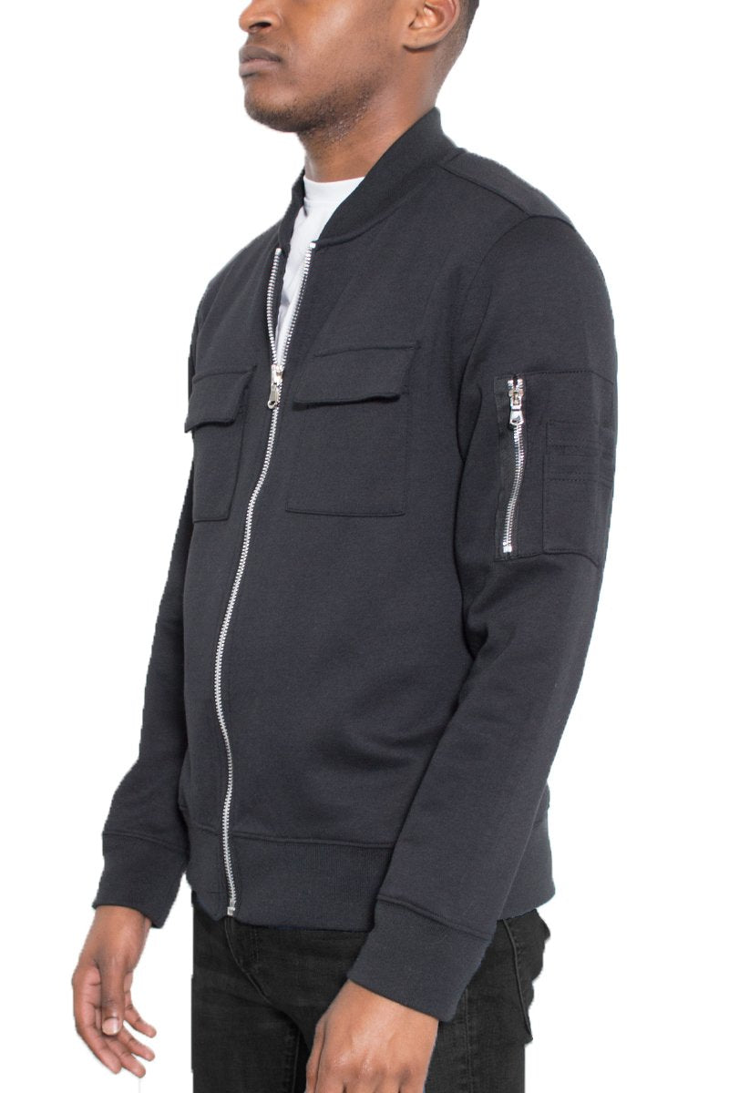 Dual Pocketed Men's Zip-Up Bomber Jacket