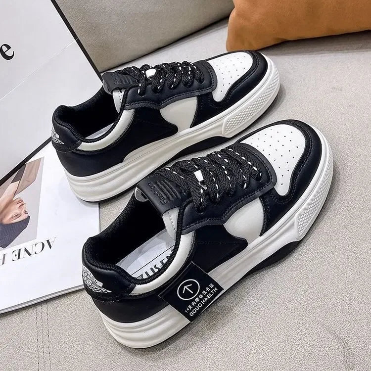 Board Shoes Women's Sneakers New Muffin Thick Bottom Khaki Black White Color Matching Fashion Women's Shoes Casual Sports Shoes