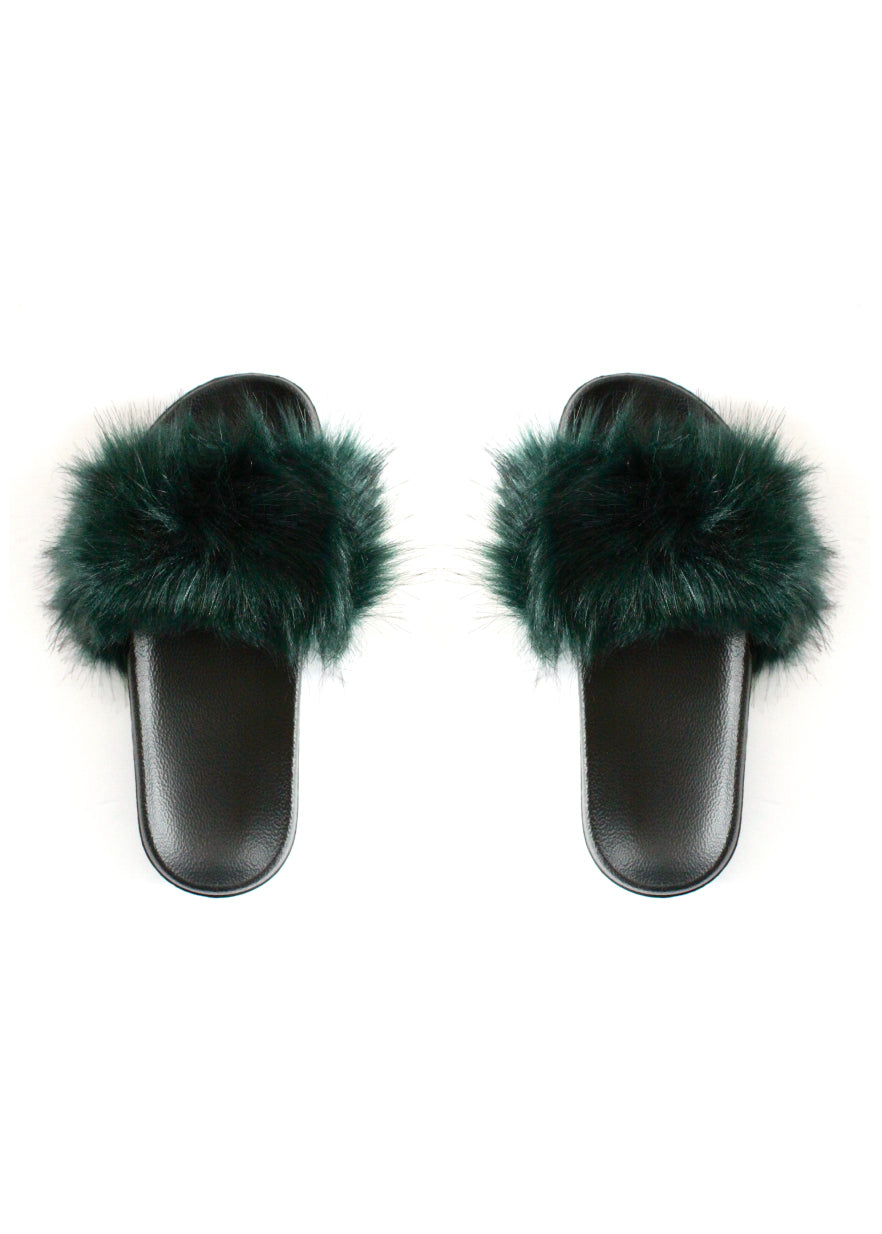 Faux Fur Slides | Hunter-0