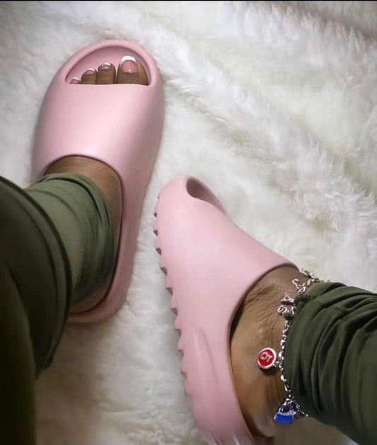Pink Home Women Heel Slippers Thick Bottom Serrated Sole Non Slip