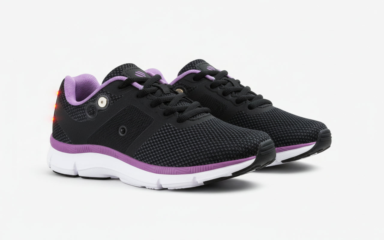 Men's Black Night Runner Shoes with Built-in Safety Lights