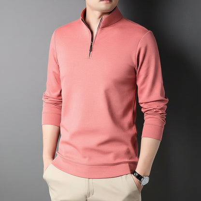 Men’s Long Sleeve Stand Collar Zip-Up Cotton Blend Streetwear