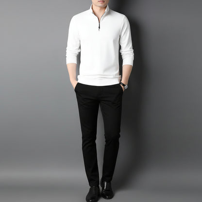 Men’s Long Sleeve Stand Collar Zip-Up Cotton Blend Streetwear