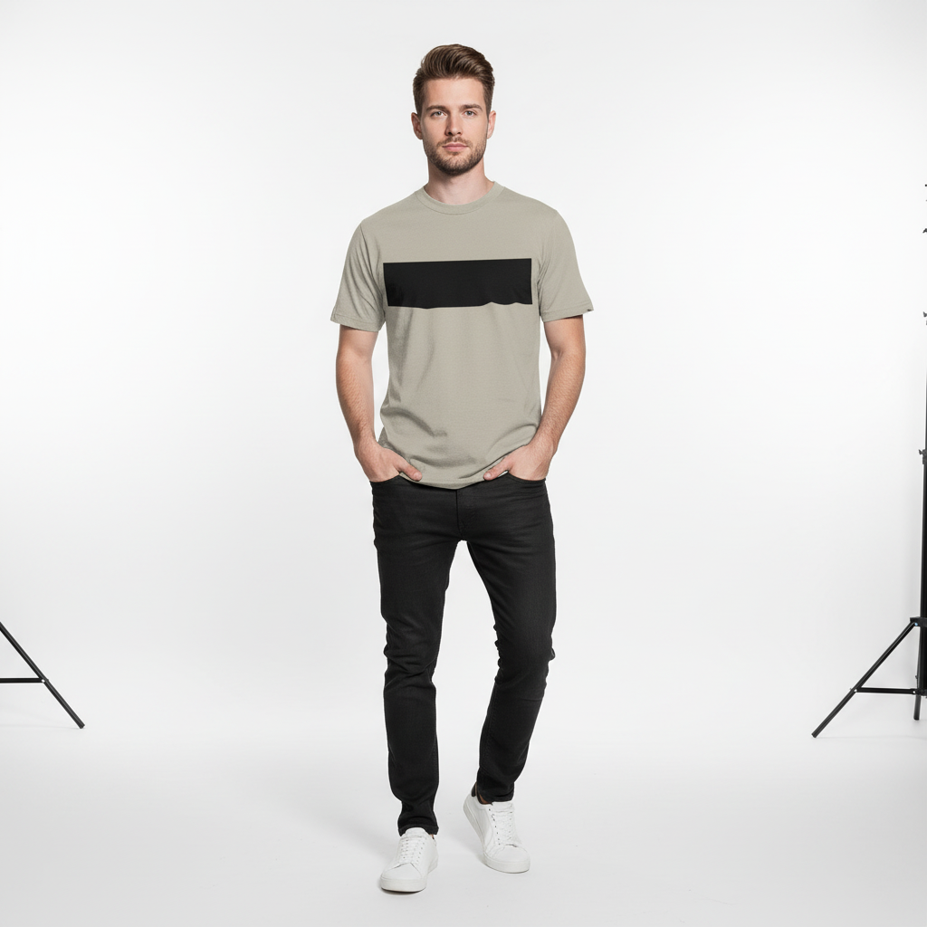 Mens Black Colorblock T-Shirt