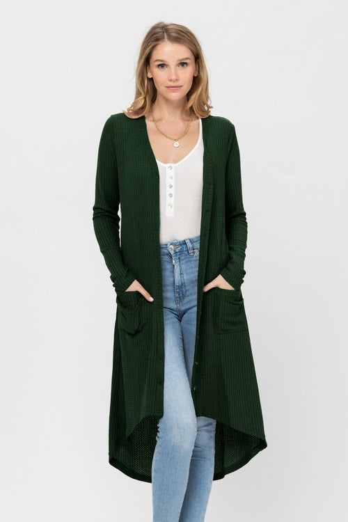 Long Sleeve Button Down Solid Color Knit Cardigans with Pockets