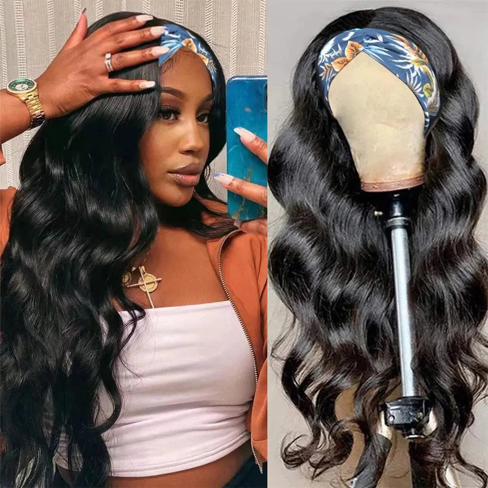 Headband Wig Human Hair Body Wave Wig 180% Density Remy Human Hair Wigs For Black Women Brazilian Glueless Wig-0