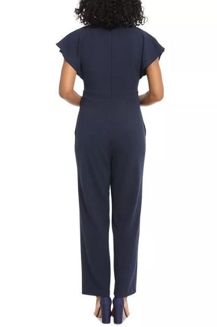 London Times Batwing V-Neck Side-Pocket Zipper Back Jumpsuit-2