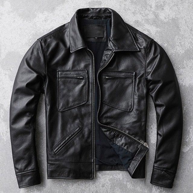 Theon Genuine Leather Jacket Men Black Motorcycle-3