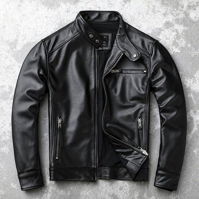 Theon Genuine Leather Jacket Men Black Motorcycle-4