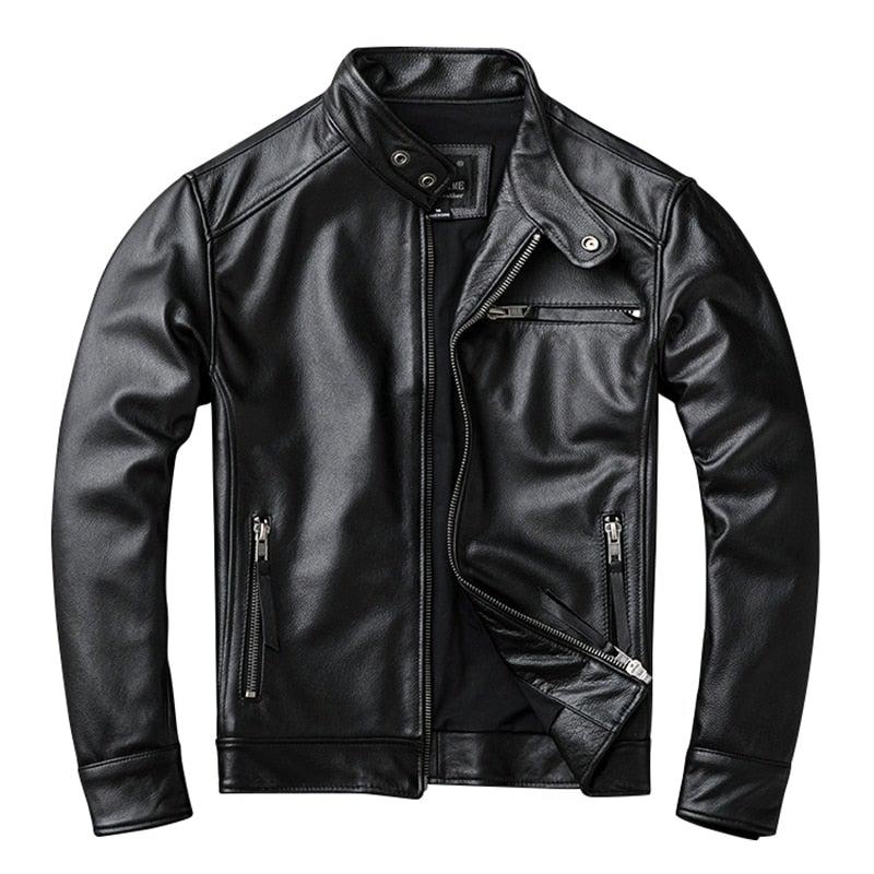 Theon Genuine Leather Jacket Men Black Motorcycle-0