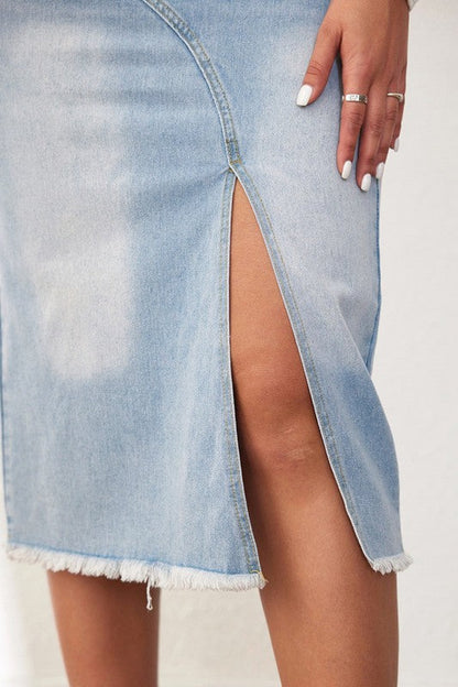 Women’s Asymmetric Denim Midi Skirt
