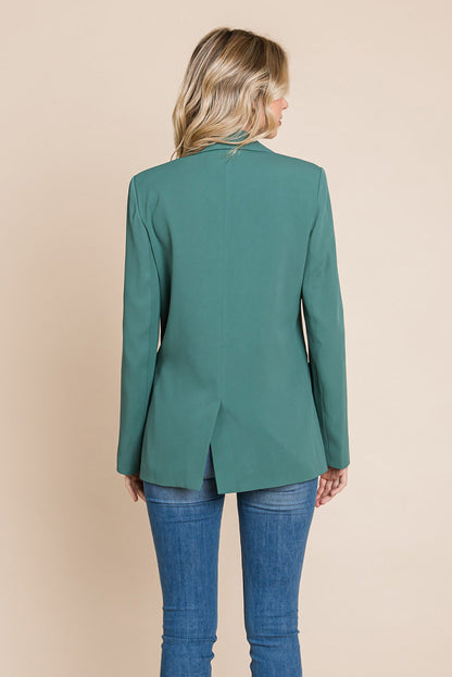 Women’s Double-Breasted Lapel Collar Blazer with Front Pockets