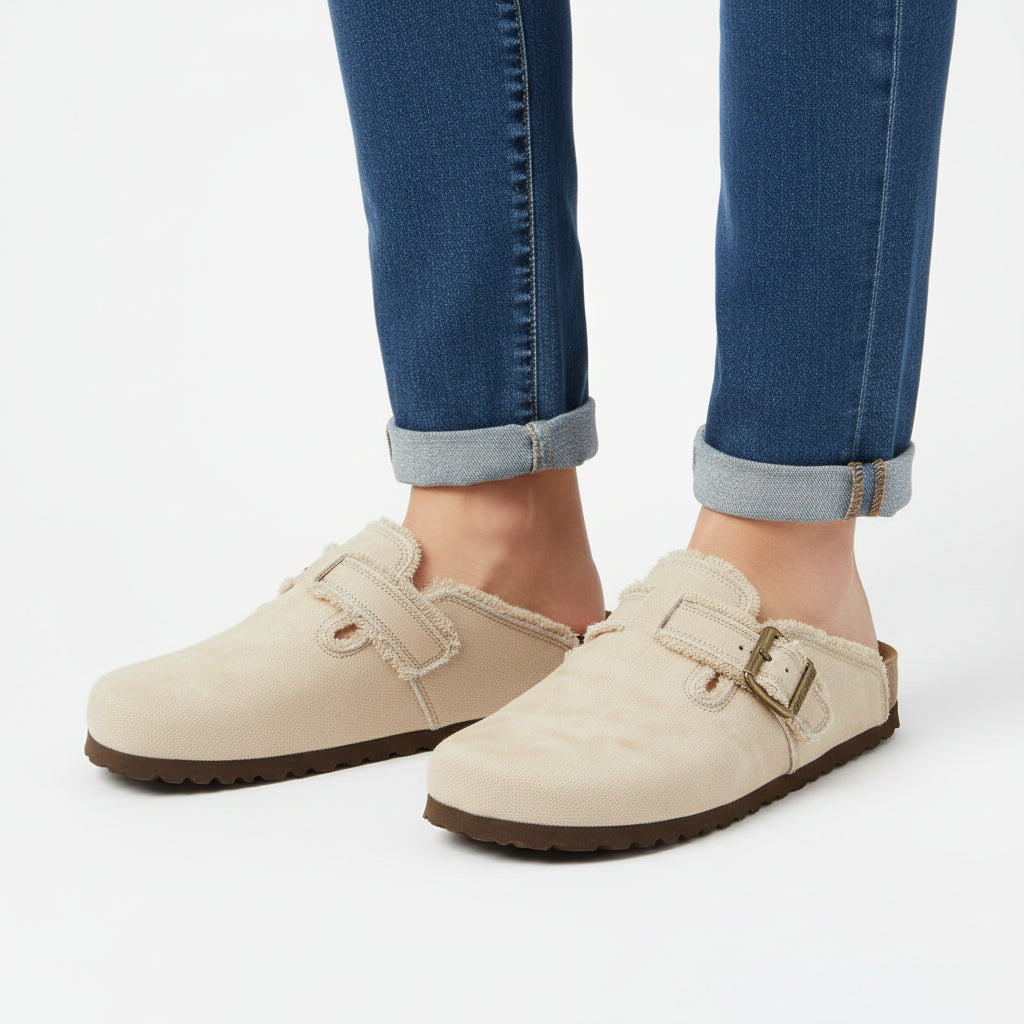 Women's Flat Heel Round Vintage Canvas Loafers