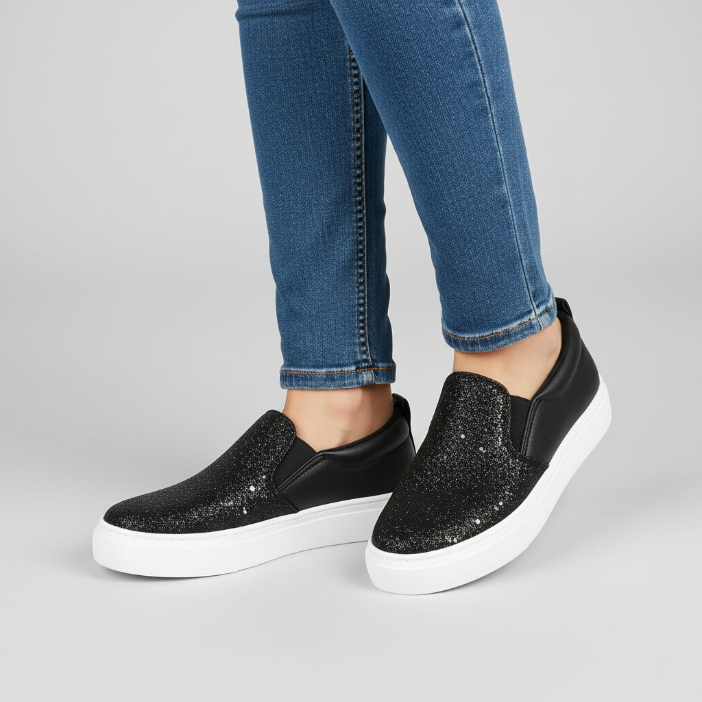 Women’s Glitter Moccasin Loafers