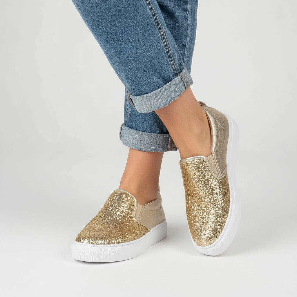 Women’s Glitter Moccasin Loafers