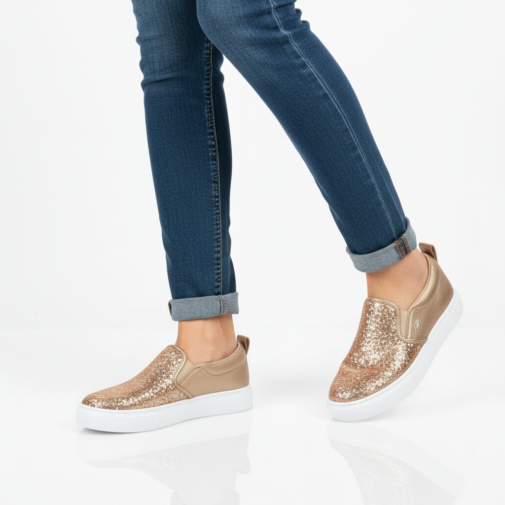 Women’s Glitter Moccasin Loafers