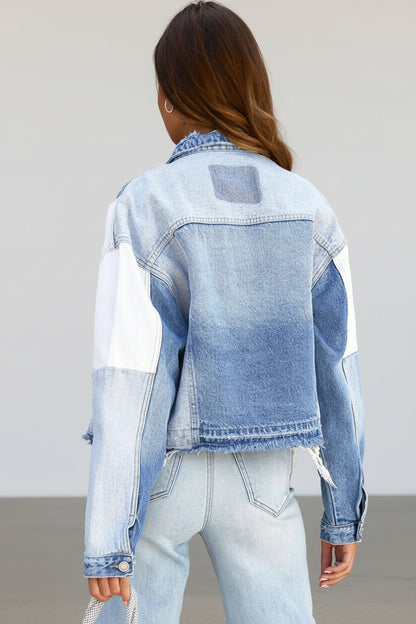 Women’s Sky Blue Denim Hem Jacket