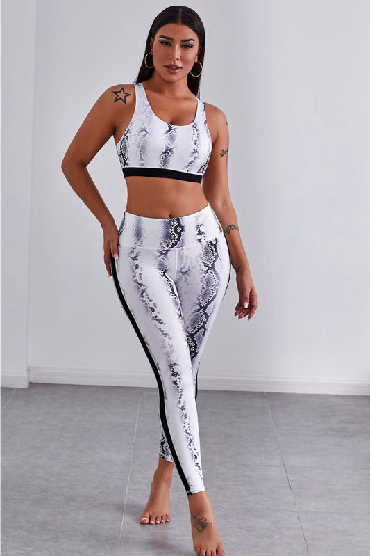 Women’s Snakeskin Sports Tops & Leggings Set