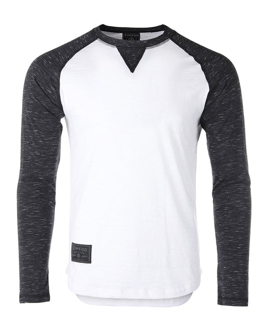 ZIMEGO Men Athletic Fit Baseball Retro Contrast Long Sleeve Raglan T-Shirt-0