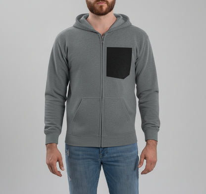 Mens Faux Black Pocket Heavy Blend Zip Up Hoodie