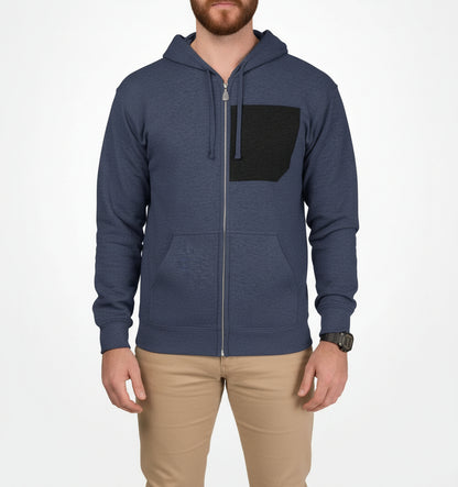 Mens Faux Black Pocket Heavy Blend Zip Up Hoodie