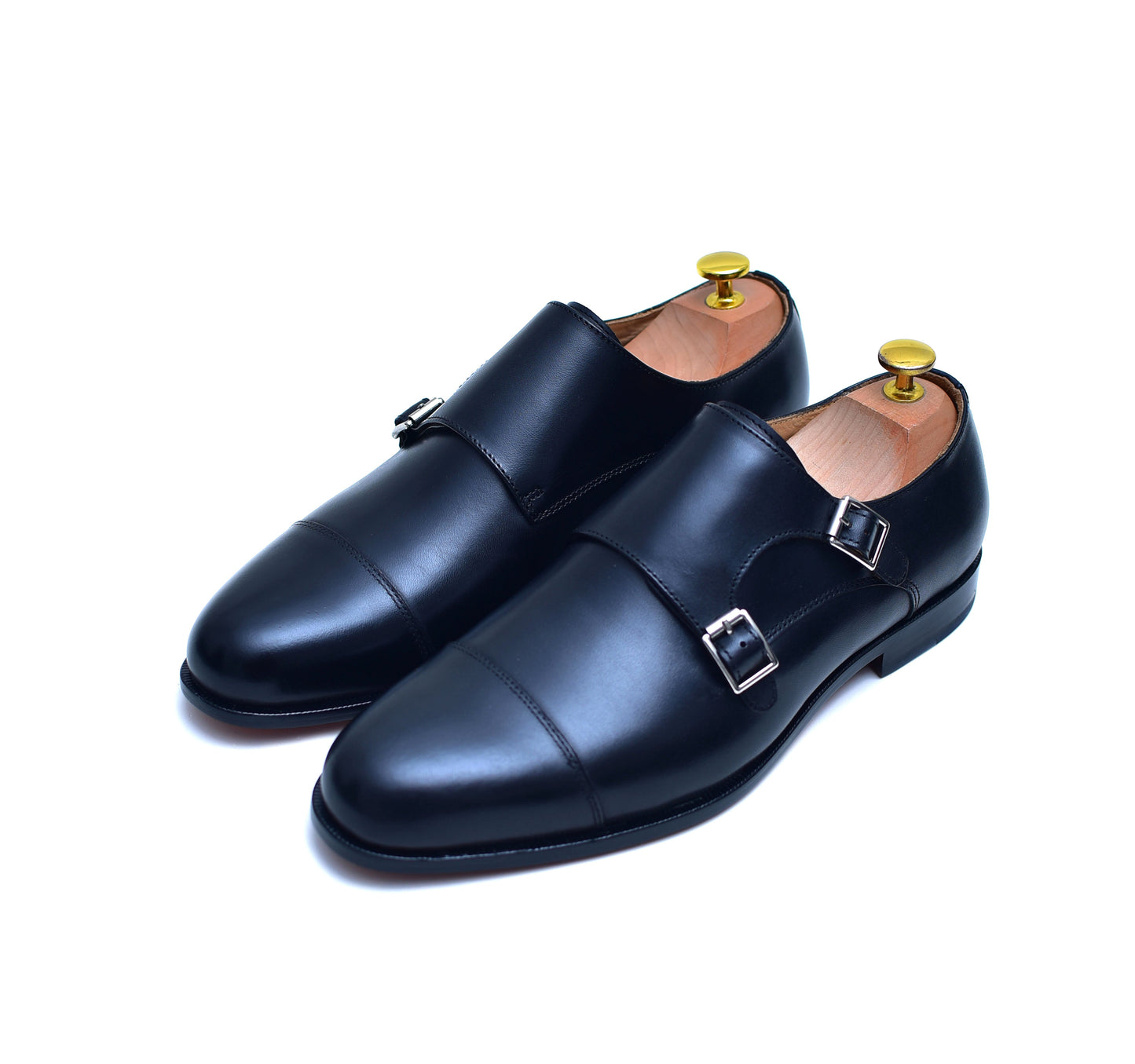 Double Monk II - Black Strap Dress Shoes-2