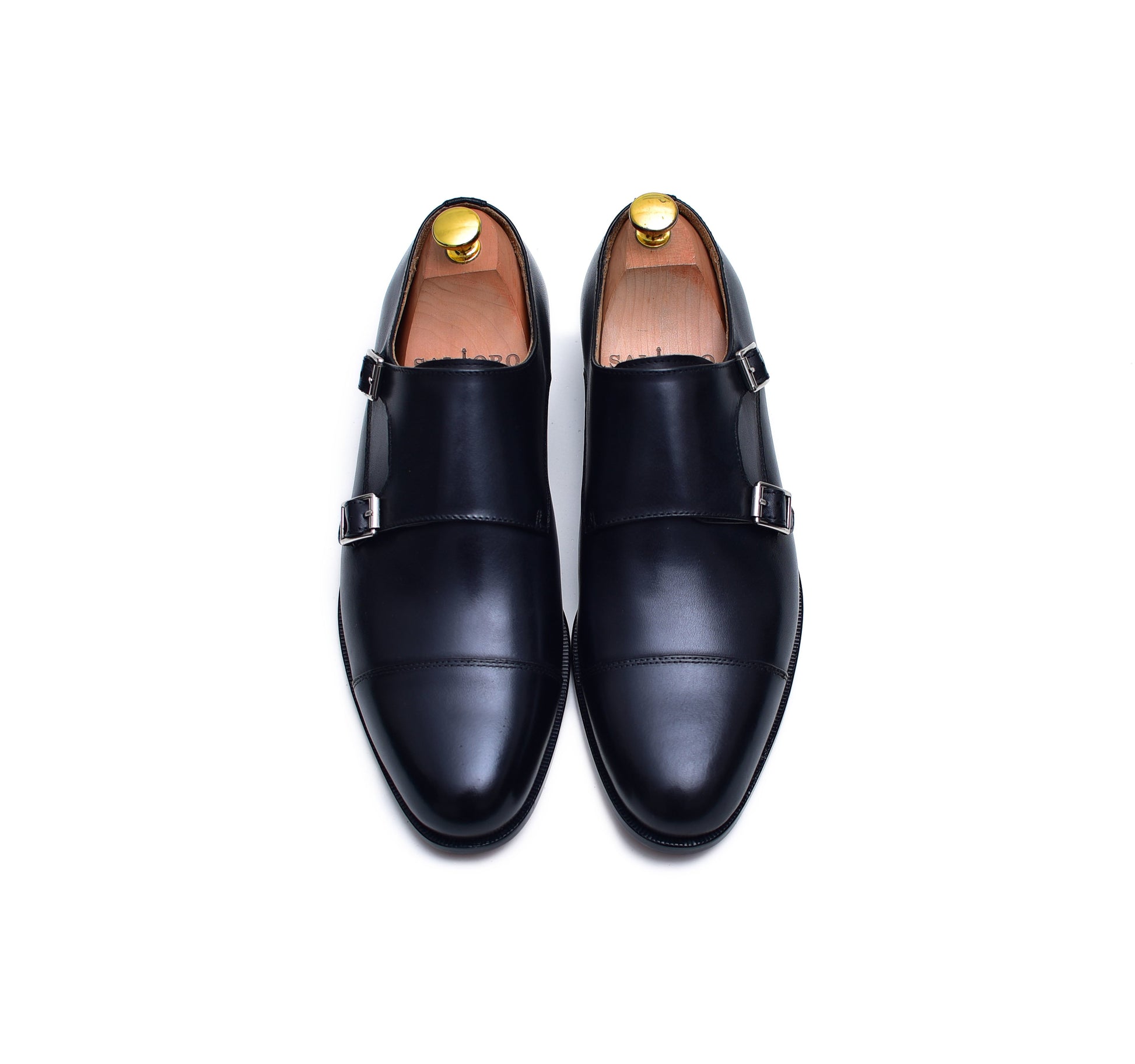 Double Monk II - Black Strap Dress Shoes-4