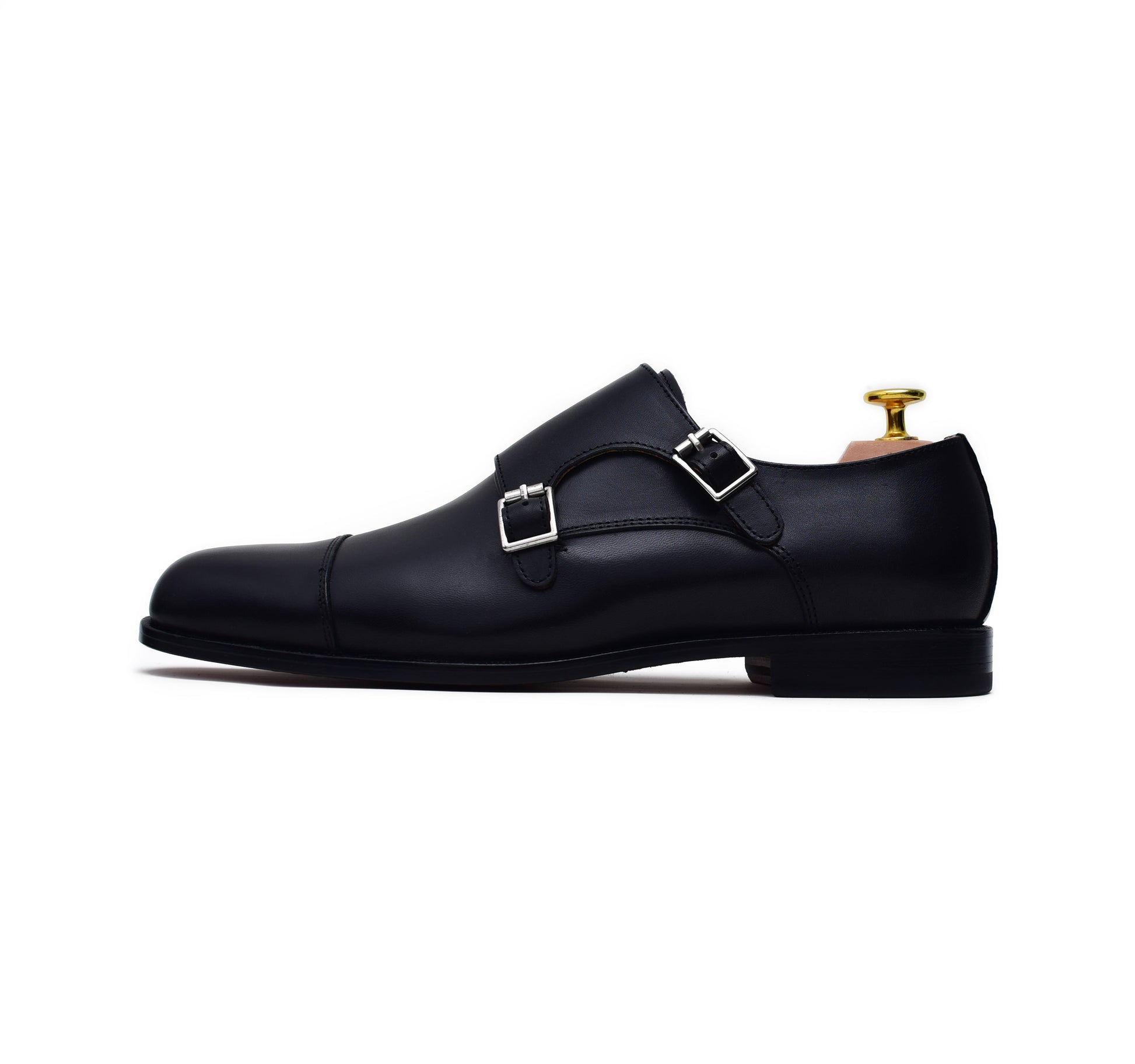 Double Monk II - Black Strap Dress Shoes-1