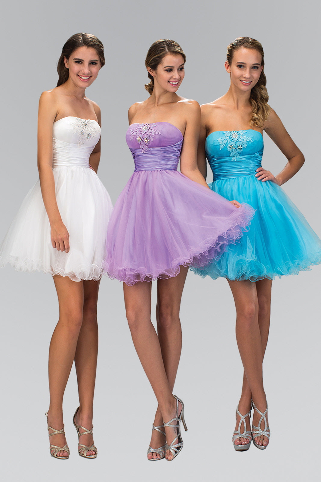 Short Tulle Dress with Pleated Waistband and Floral Lace-5