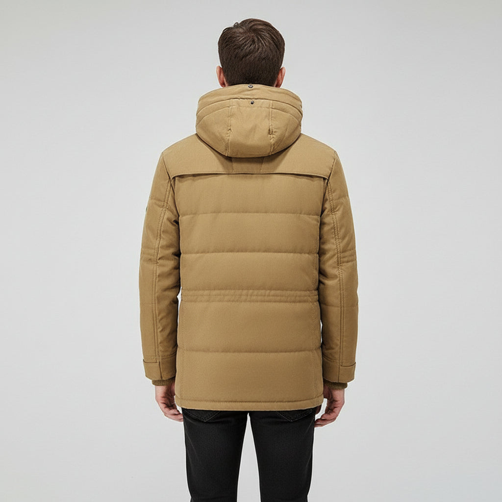 Mens Hooded Winter Parka Coat with Inner Fleece