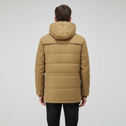 Mens Hooded Winter Parka Coat with Inner Fleece