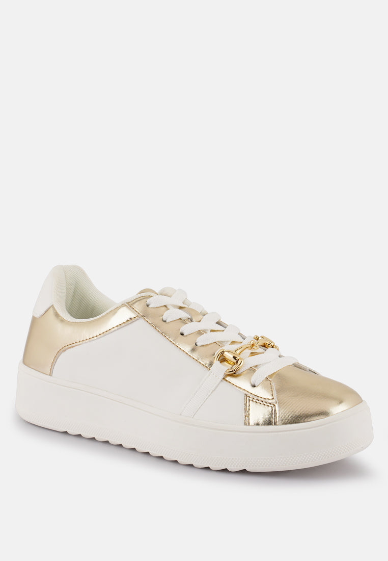 Nemo Contrasting Metallic Faux Leather Sneakers-2