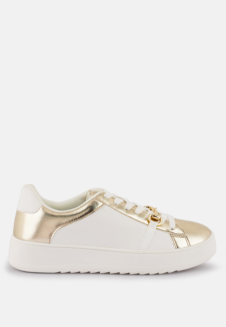 Nemo Contrasting Metallic Faux Leather Sneakers-0