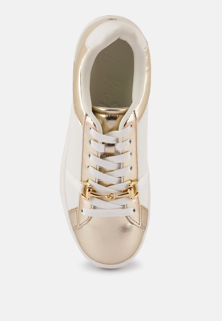 Nemo Contrasting Metallic Faux Leather Sneakers-4