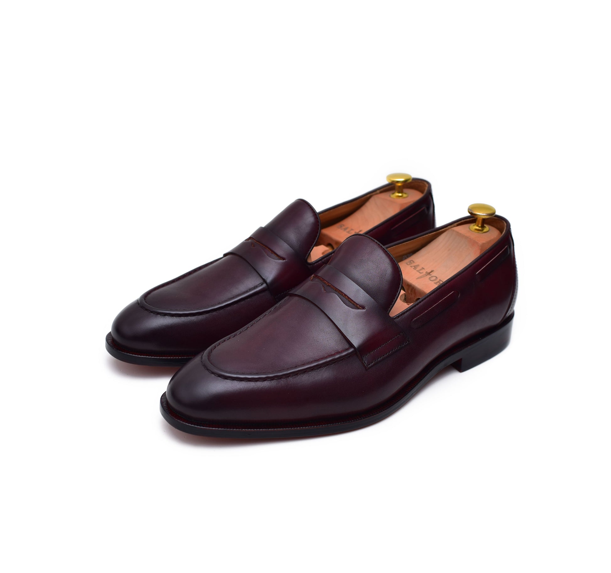 Carrera - Burgundy Leather Penny Shoes-1