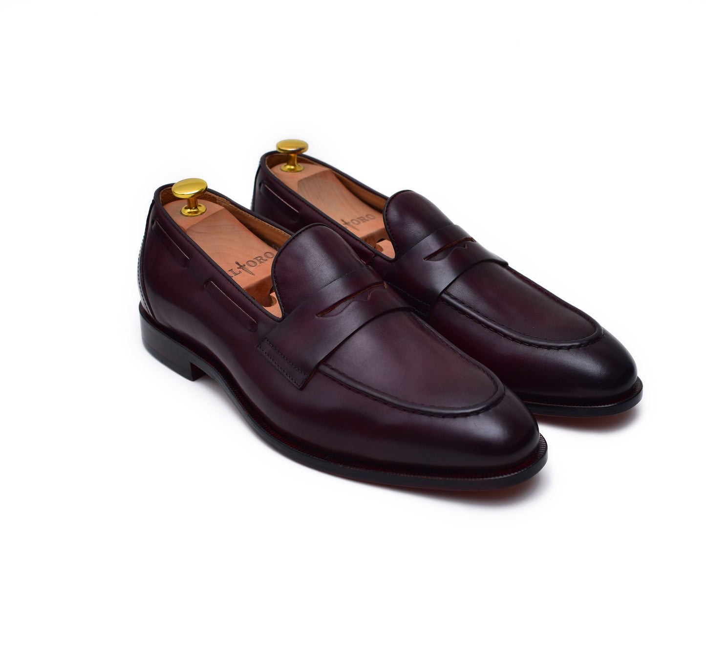 Carrera - Burgundy Leather Penny Shoes-4