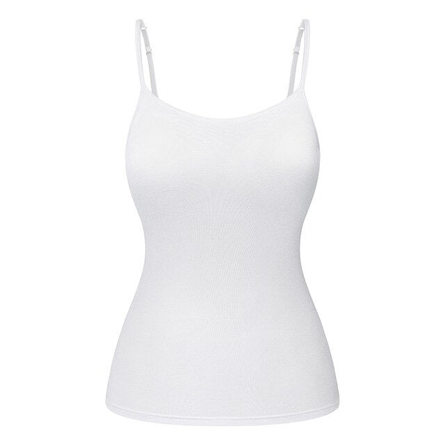 Women's Cotton Camisole with Shelf Bra Adjustable Spaghetti Strap Tank Top Cami Tanks 2/3 Packs Shapewear Body Shaper-9