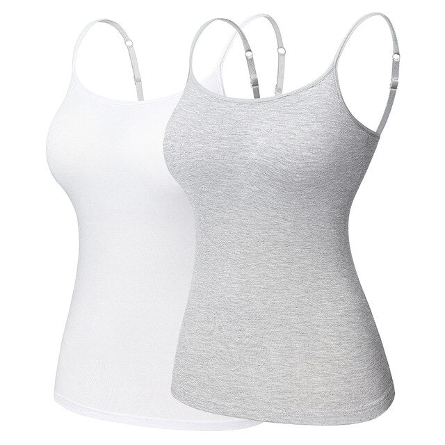 Women's Cotton Camisole with Shelf Bra Adjustable Spaghetti Strap Tank Top Cami Tanks 2/3 Packs Shapewear Body Shaper-6