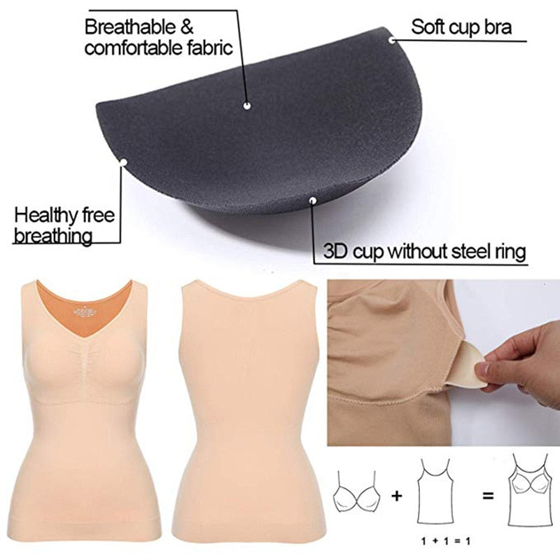 Tank Tops for Women with Built in Bra Shelf Bra Casual Wide Strap Basic Camisole Sleeveless Top Shaper with Removable Bra-1