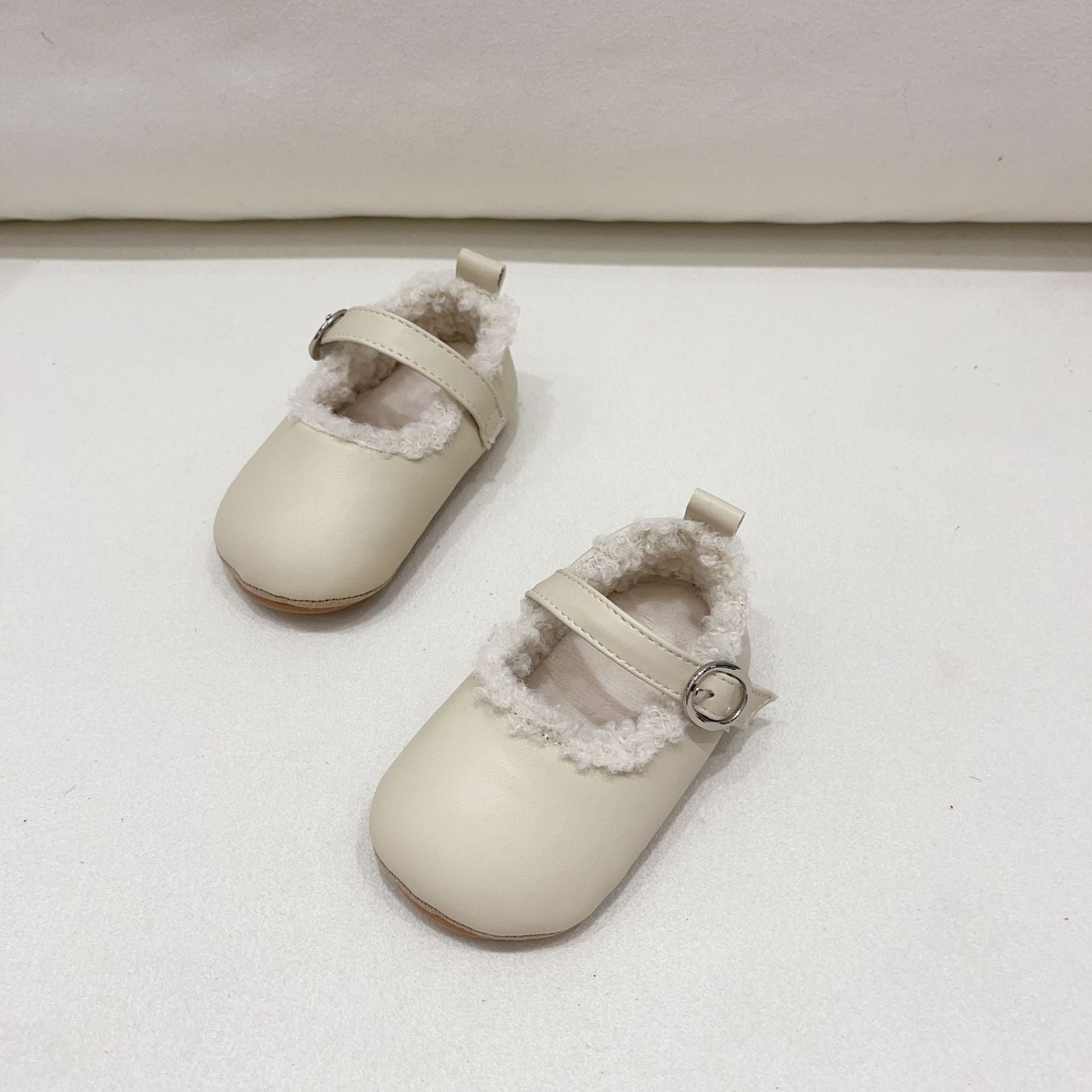 Ins Infant Baby Girl Solid Color Plush Warm Anti-Slip Shoes In Winter-6