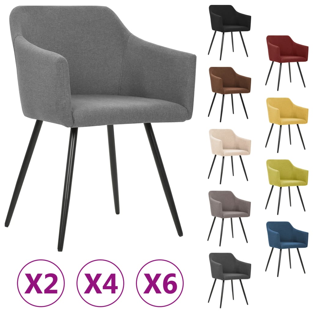 vidaXL Dining Chairs Upholstered Chair with Metal Legs for Living Room Fabric-5