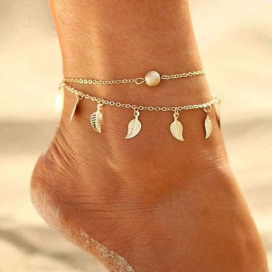 Double Layer Feather Anklet Jewelry