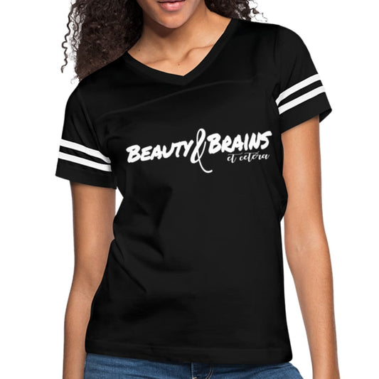 Womens Graphic Vintage Tee, Beauty & Brains et Cetera Ii Sport T-shirt-0