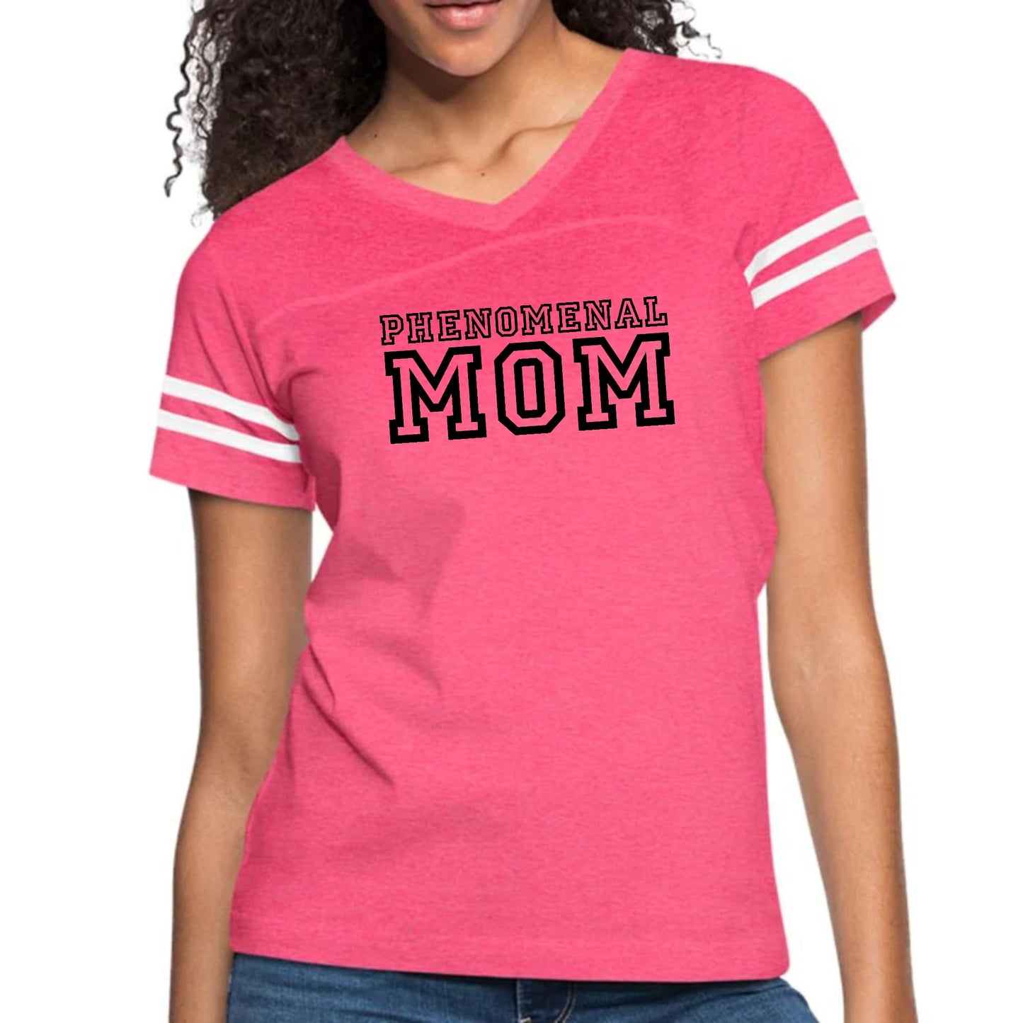 Womens Vintage Sport Graphic T-shirt, Phenomenal Mom Print-1