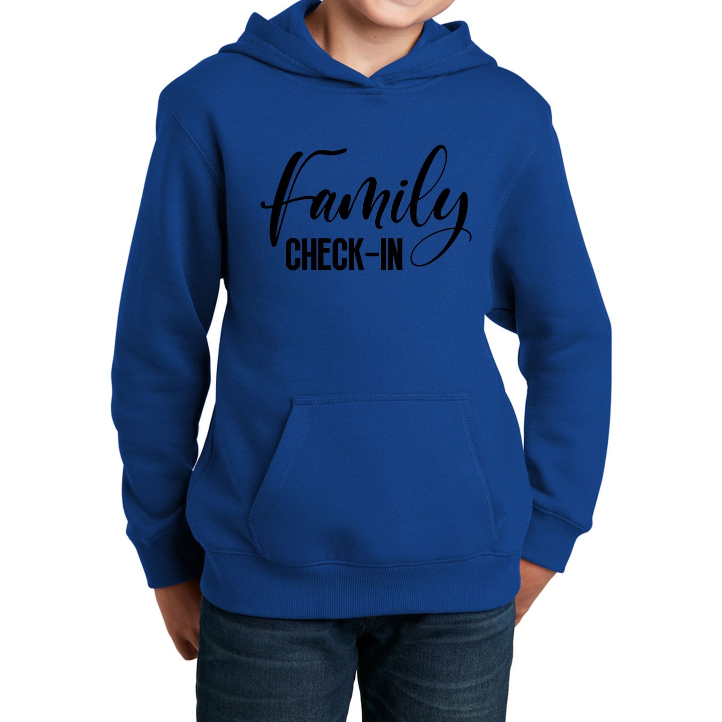 Youth Long Sleeve Hoodie Family Check-in Illustration-2