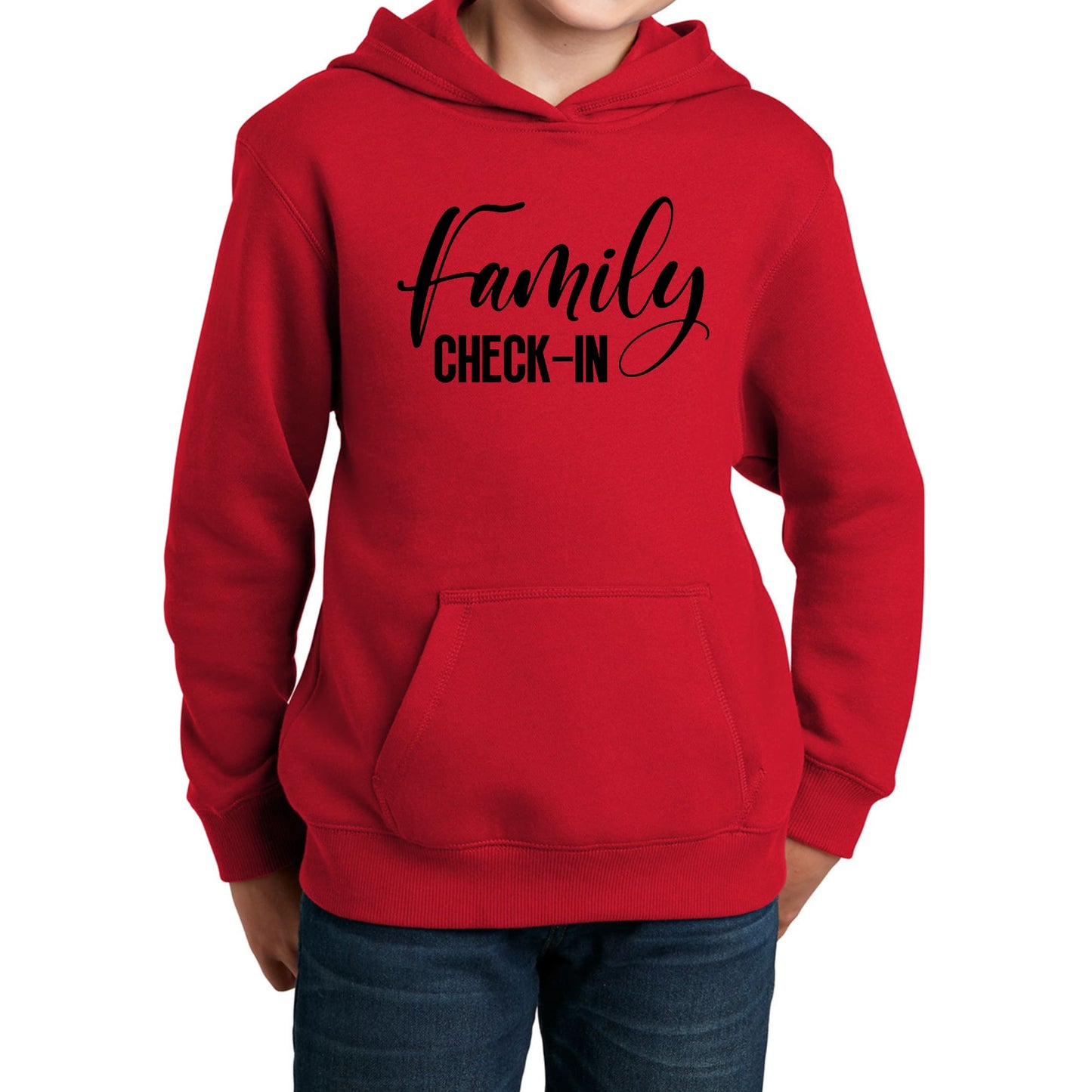 Youth Long Sleeve Hoodie Family Check-in Illustration-1