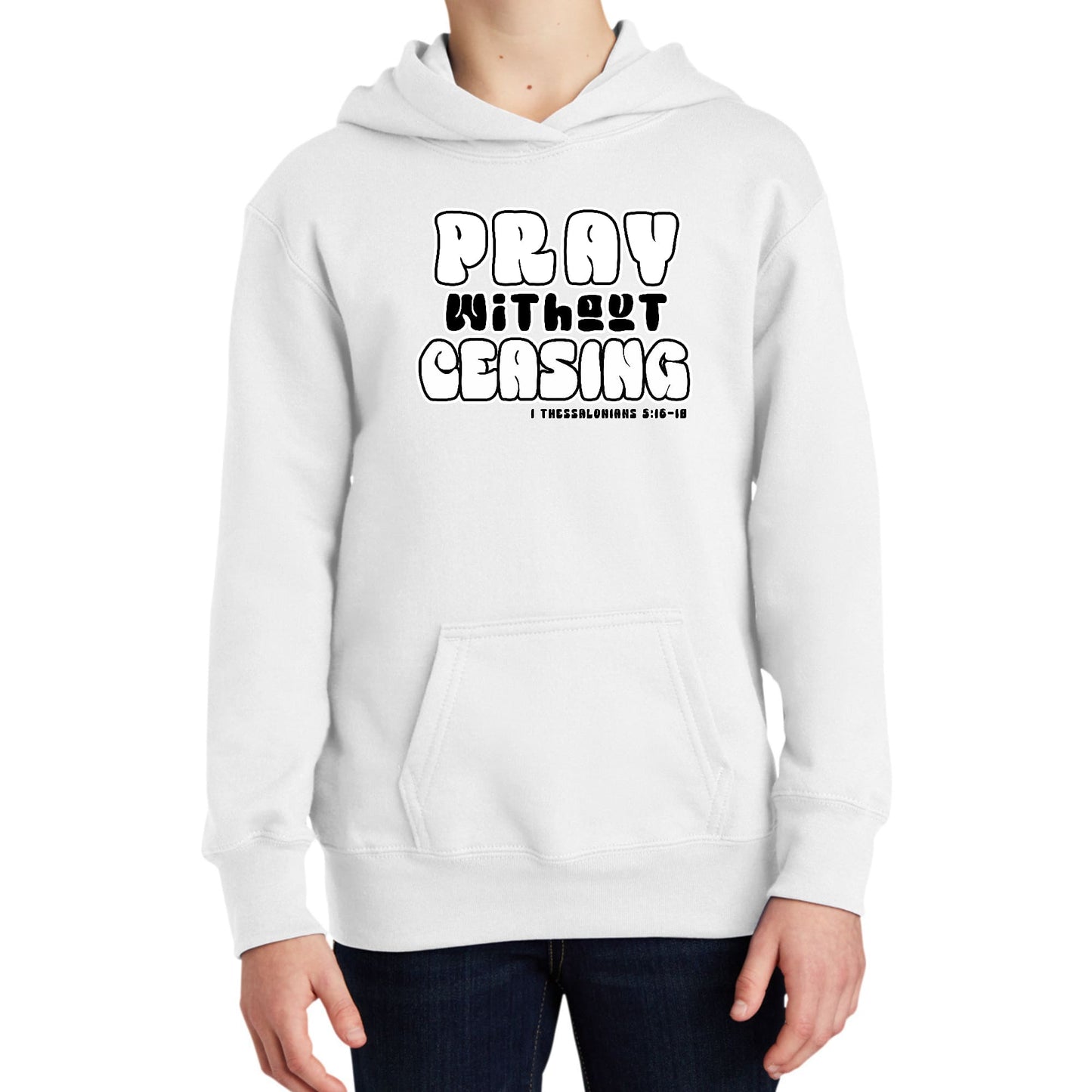 Youth Long Sleeve Hoodie Pray Without Ceasing, Inspirational-4