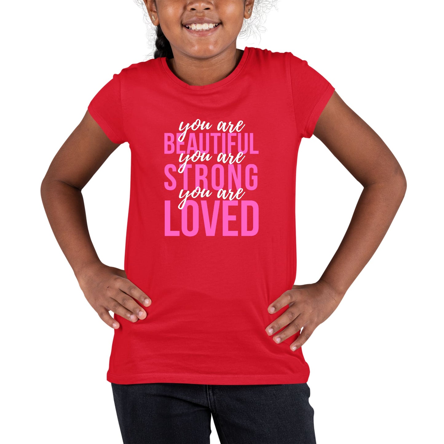 Youth Short Sleeve Graphic T-shirt, you are Beautiful Strong Loved-2