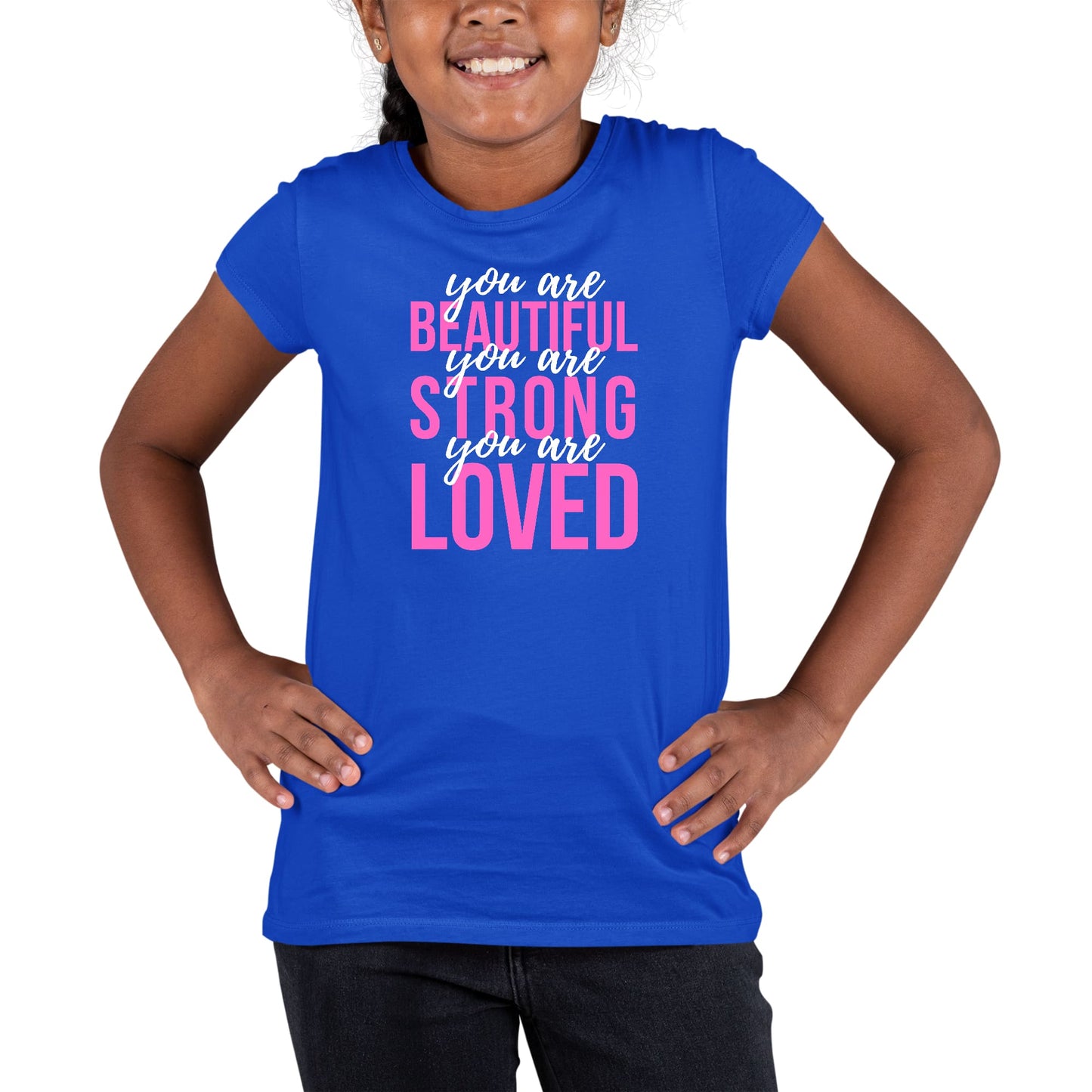 Youth Short Sleeve Graphic T-shirt, you are Beautiful Strong Loved-3